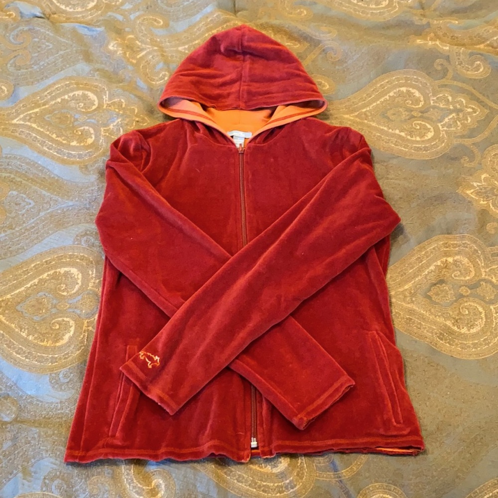 Horny Toad brand velour zip up hoodie
